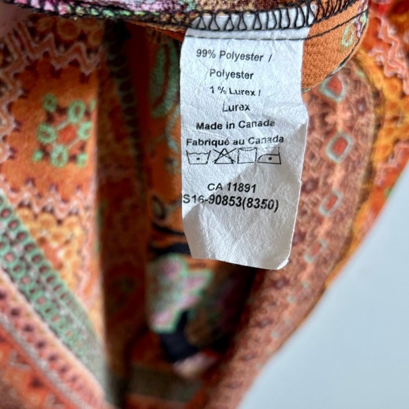 Vintage Floral Orange Sleeveless Dress - Made in Canada - Picture 3 of 8